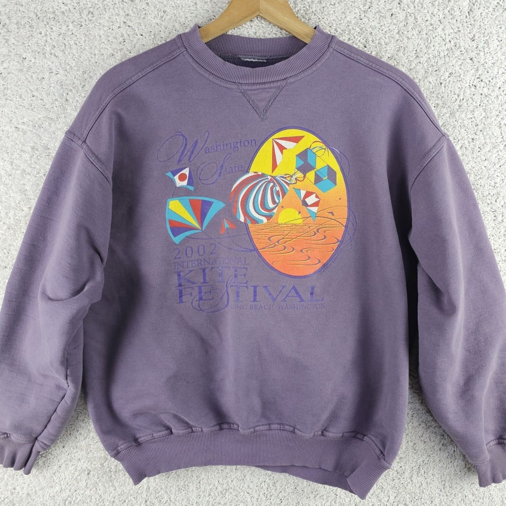 Vintage Kite Festival Washington State Adult Large Purple Sweatshirt 2002